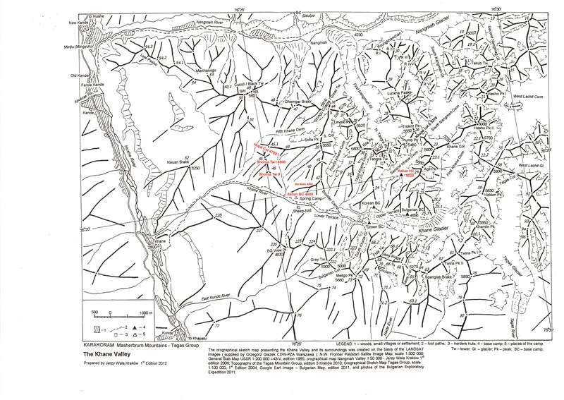 2012 Karakoram- Masherbrum Khane Valley by Jerzy Wala modified in red with the new names